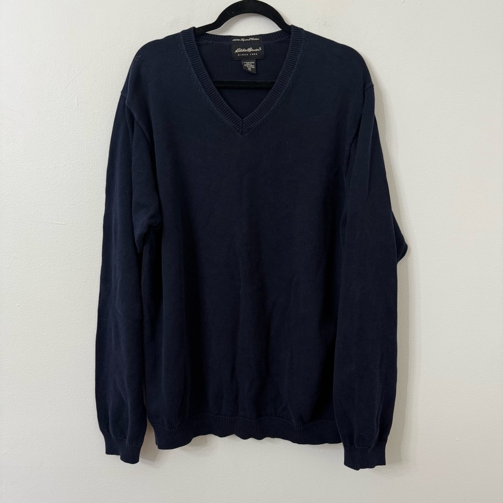 {XXL Tall} Men’s Eddie Bauer Deep Blue V-Neck Sweater